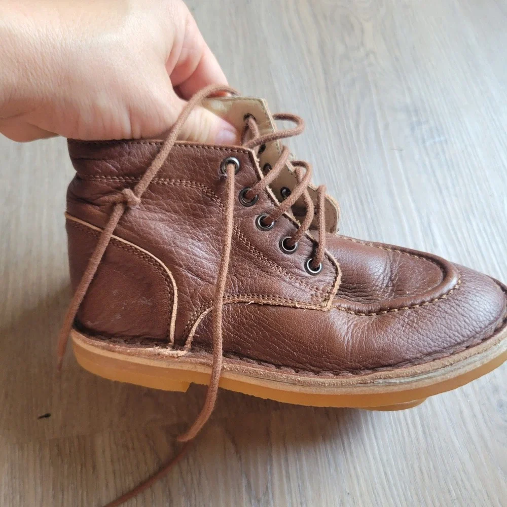 Bon Bon Unisex Kids Boots 11 Brown Leather Moc Toe Classic Workwear Style